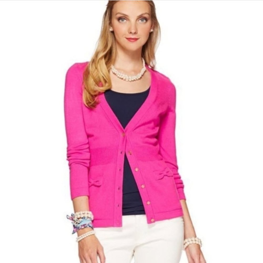 Lily Pulitzer Mambo Pink Daisy Cardigan Sweater sz XS